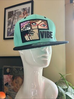 Vibe Mint and Black Graphic Snapback Hat